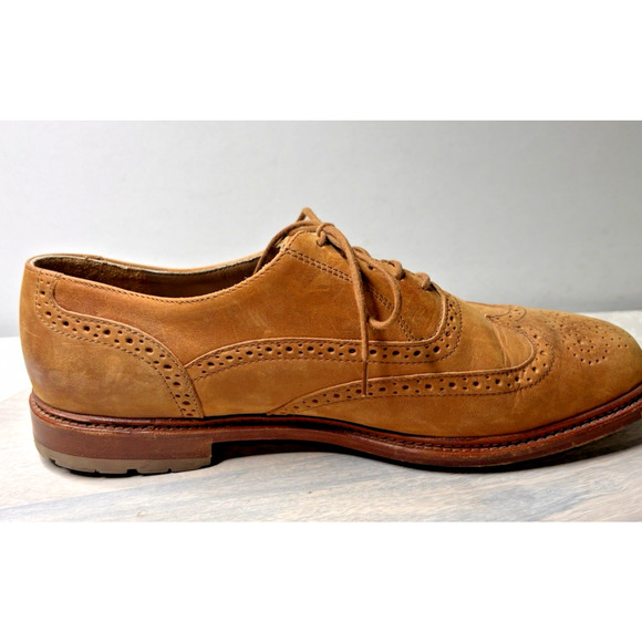 Timberland Men’s Tan Nubuck Wingtip Oxford Shoes Brogue Leather Lace-Up Size 9.5 - Picture 6 of 9